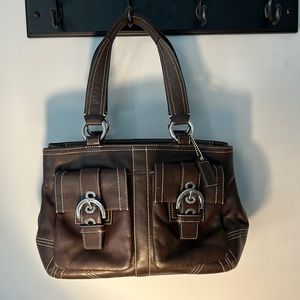 Coach Soho Double Pocket Brown Leather Shoulder Bag / Tote G05S-6469 EUC